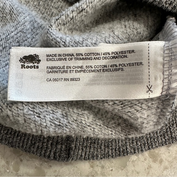 ROOTS Canada Felt Print Graphic Salt & Pepper Crew Long Sleeve Sweatshirt L - Picture 5 of 12